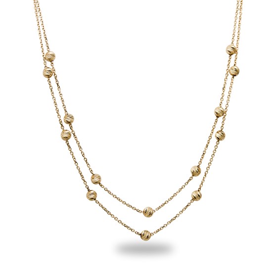 14k 17" Gold Diamond-Cut Beaded Necklace 14k 17" Gold Diamond-Cut Beaded Necklace